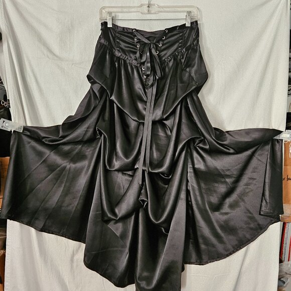 NWT Black Silk Equestrian Victorian Corset Bustle Skirt SMALL - Picture 4 of 16